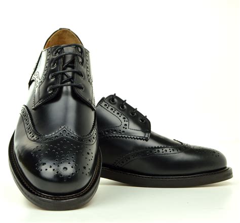 blake black leather brogue shoes mod shoes