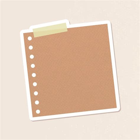 brown hole punched notepaper journal sticker vector  image