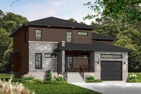 modern house plan   dramatic blend  exterior finishes  lines    strong