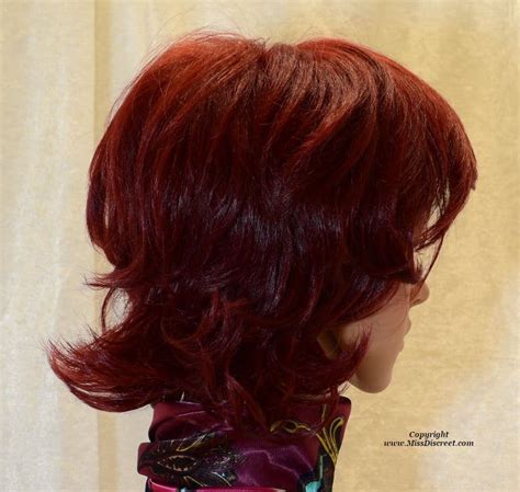 Ladies Short Layered Burgundy Red Full Head Wig