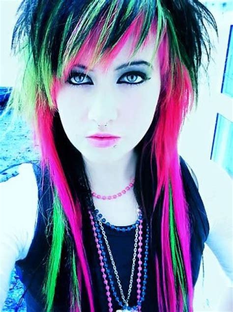 black pink green rock hairstyles emo hair color punk