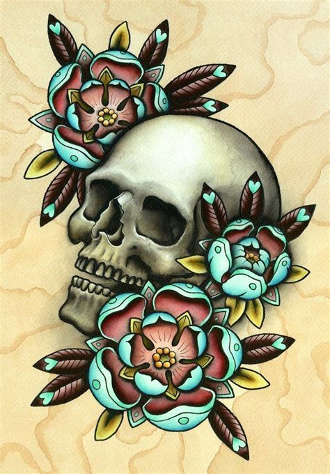 skull flower tattoo designs tattoo inspiration in 2019