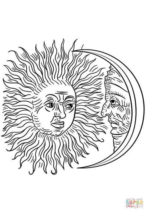 top  coloring pages  adults sun  moon  coloring page