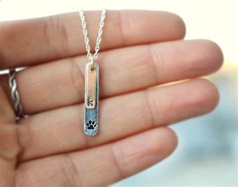 dog paw necklace paw print necklace pet jewelry initial etsy