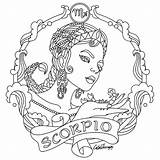 Zodiac Virgo Scorpio Printable Colouring Horoscope sketch template