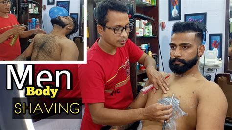 Full Body Shaving Men Body Hair Removal Barber Shop Body Shave 🪒🔥