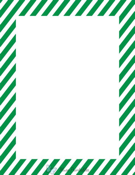 printable green  white diagonal striped page border