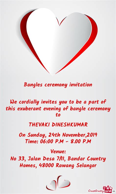 bangles ceremony invitation  cards