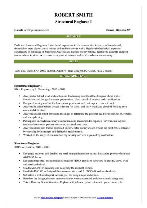 structural engineer resume samples qwikresume