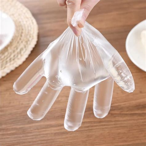 pcsbox disposable pe gloves multifuction transparent thin gloves