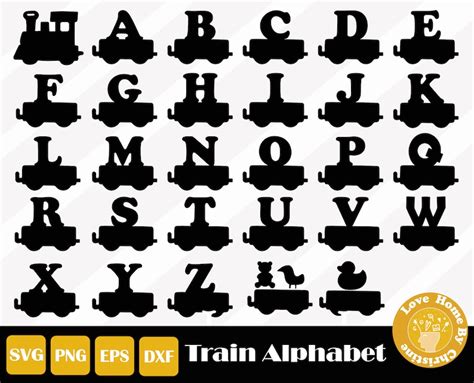 train letters svg train alphabet svg alphabet cut file  etsy