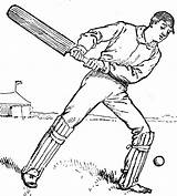 Cricket Drawing Coloring Bat Outline Batsman Clipart Pages Template Sketch Getdrawings Vintage Printable sketch template