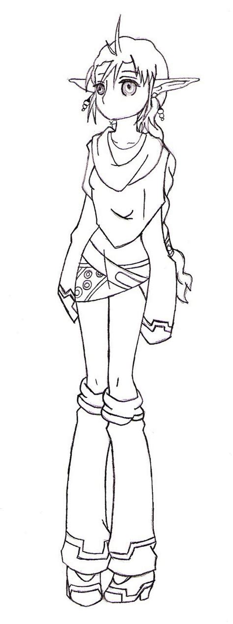 anime girl elf coloring pages sketch coloring page