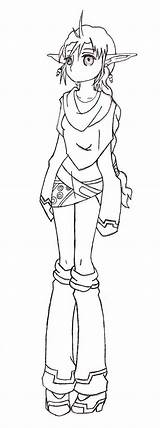 Elf Girl Anime Coloring Pages Template sketch template