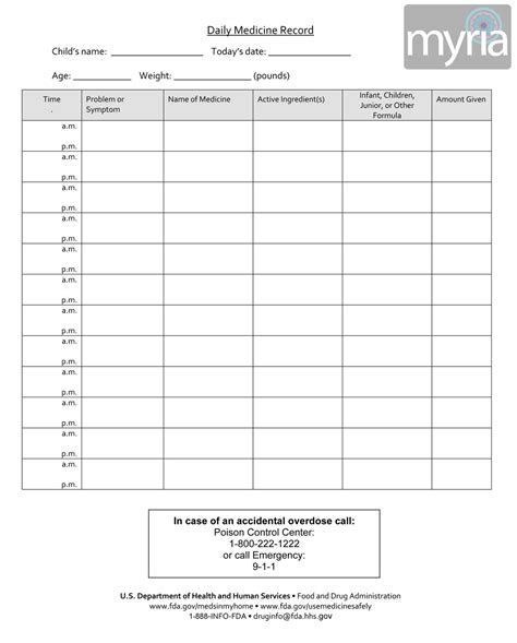 printable daily medication schedule  printable