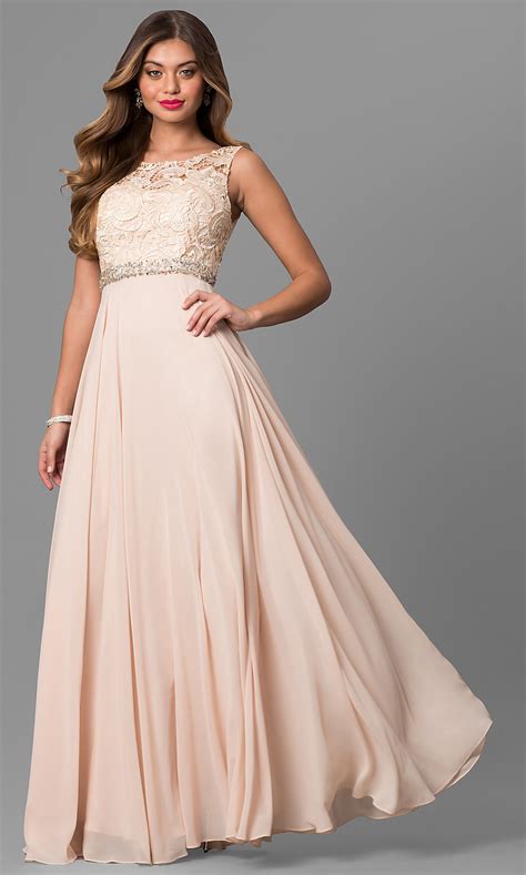 Long Laced Bodice Chiffon Prom Dress Promgirl