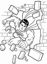 Superman Coloring Breaking Drawing Wall Who Dc Comic Printable Pages Kids sketch template