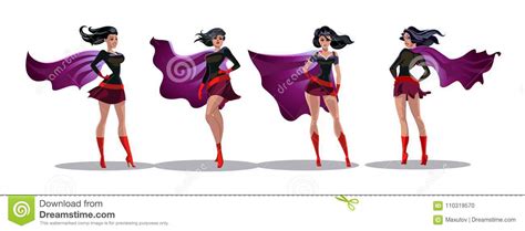 comic superwoman actions in different poses female superhero vector