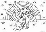 Kitten Coloring Pages Lisa Frank Cat Kids Print Rainbow Printable Kitty Wings sketch template