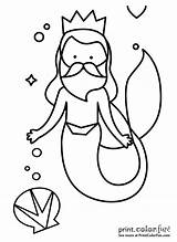 King Triton Mermaid Little Story Coloring Sea Print Translated Original Part First Printcolorfun sketch template