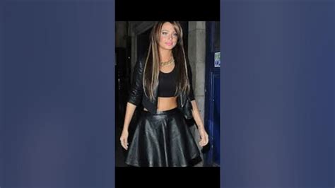 tulisa contostavlos shows off her leather mini skirt youtube