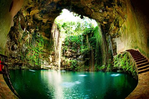 ik kil cenote mexico  unreal places  thought  existed   imagination popsugar