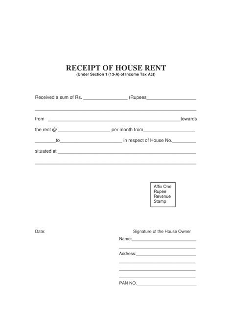 printable house rent receipt   create  house rent receipt