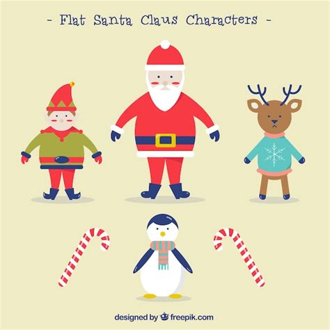 vector flat santa claus characters