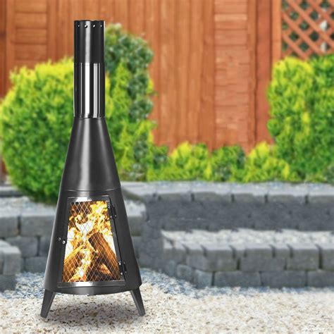 heavy duty wood burning outdoor steel chiminea fireplace   fire pit backyard chiminea