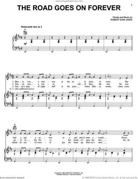 Keen The Road Goes On Forever Sheet Music For Voice Piano Or Guitar