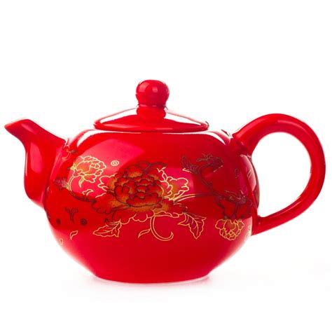 chinese teapot porcelain red wedding tea set gifts celebration classical ceramic china kungfu