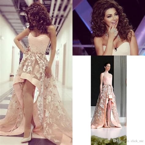 high  prom dresses  lebanon singer sweetheart embroidery