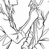 Anime Couple Kissing Easy Coloring Holding Hands Pages Drawing Clipartmag sketch template