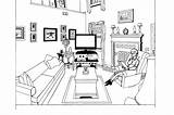Room Coloring Pages Living Dining Perspective Point Two Mouse Template Sketch Templates January sketch template