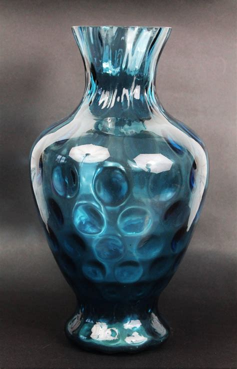 Vintage 1970s Blue Glass Vase For Sale At 1stdibs