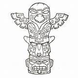 Totem Poles Tiki Indien sketch template
