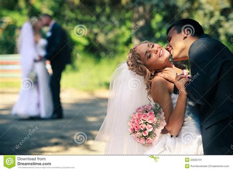 Bride And Groom Kissing Stock Image Image 22005731