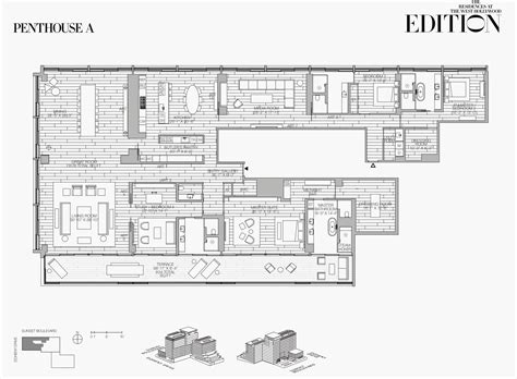 residences   west hollywood edition penthouse  hotel floor plan apartment floor