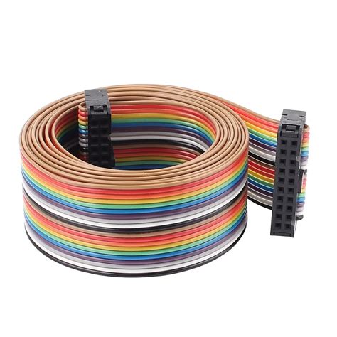 uxcell  pin   ff connector idc flat rainbow ribbon cable cm ft wiring accessories