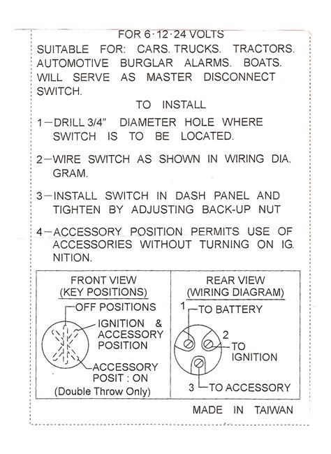emgo universal ignition switch  position   wiring diagram