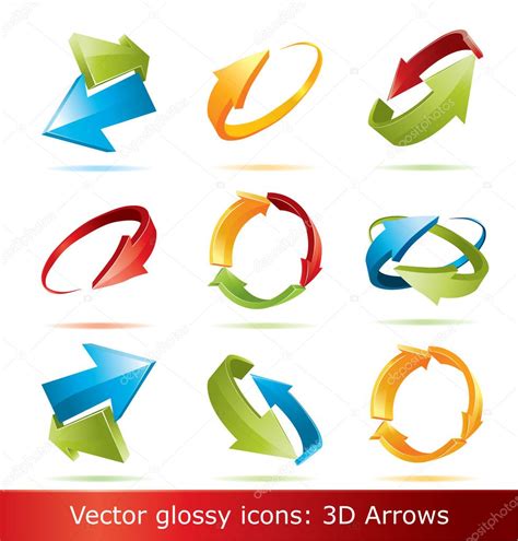 Colorful 3d Vector Arrows Set — Stock Vector © Jakegfx 2298252