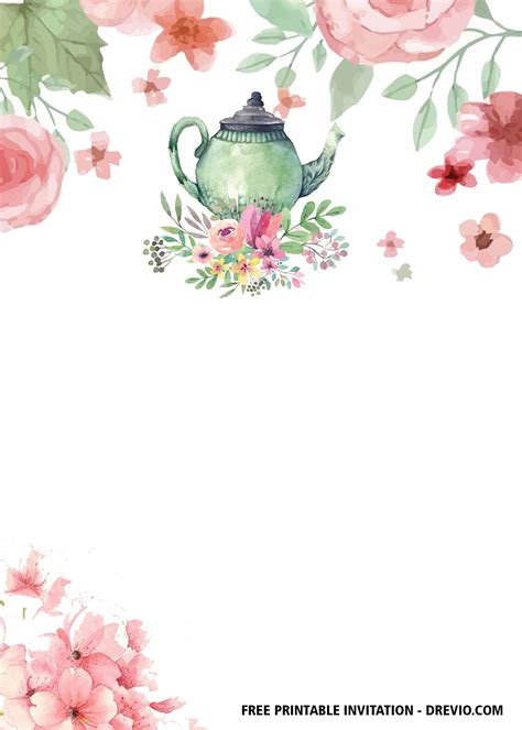 floral tea party invitation templates  hundreds