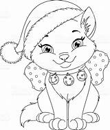 Coloring Christmas Cat Pages Color Printable Print Getcolorings sketch template