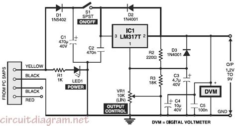 variable desktop power supply electronic schematic diagram