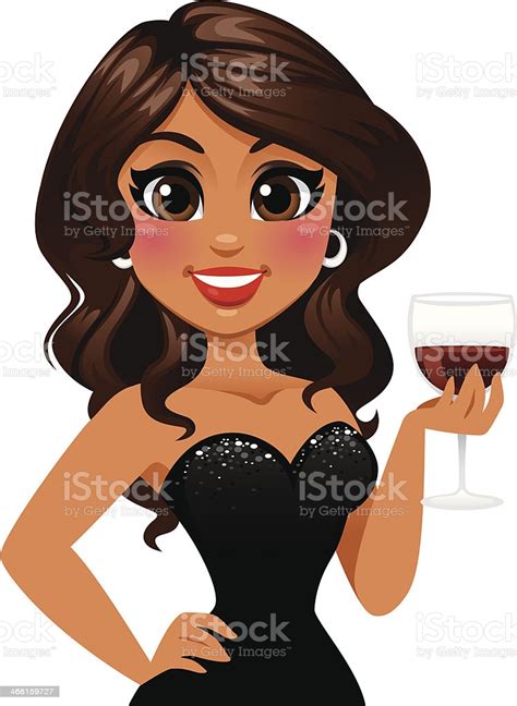 Classy Woman Drinking Wine Stock Illustration Download