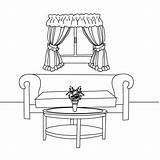 Room Coloring Pages Living Dining Kids Color Clipart Print Stamps Colouring Sheets Houses Furniture Book Household Preschooler Clip Paint Index sketch template