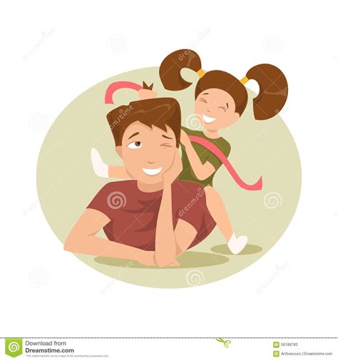 happy father and daughter vector illustration stock