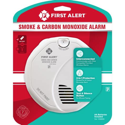 alert white wireless interconnected smoke carbon monoxide alarm  voice location