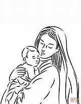 Jesus Mary Coloring Mother Baby Pages Drawing Nativity Printable Colorings Bible sketch template