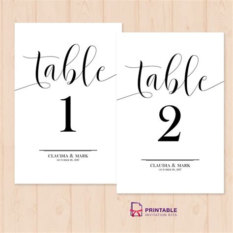 printable table number template printable templates